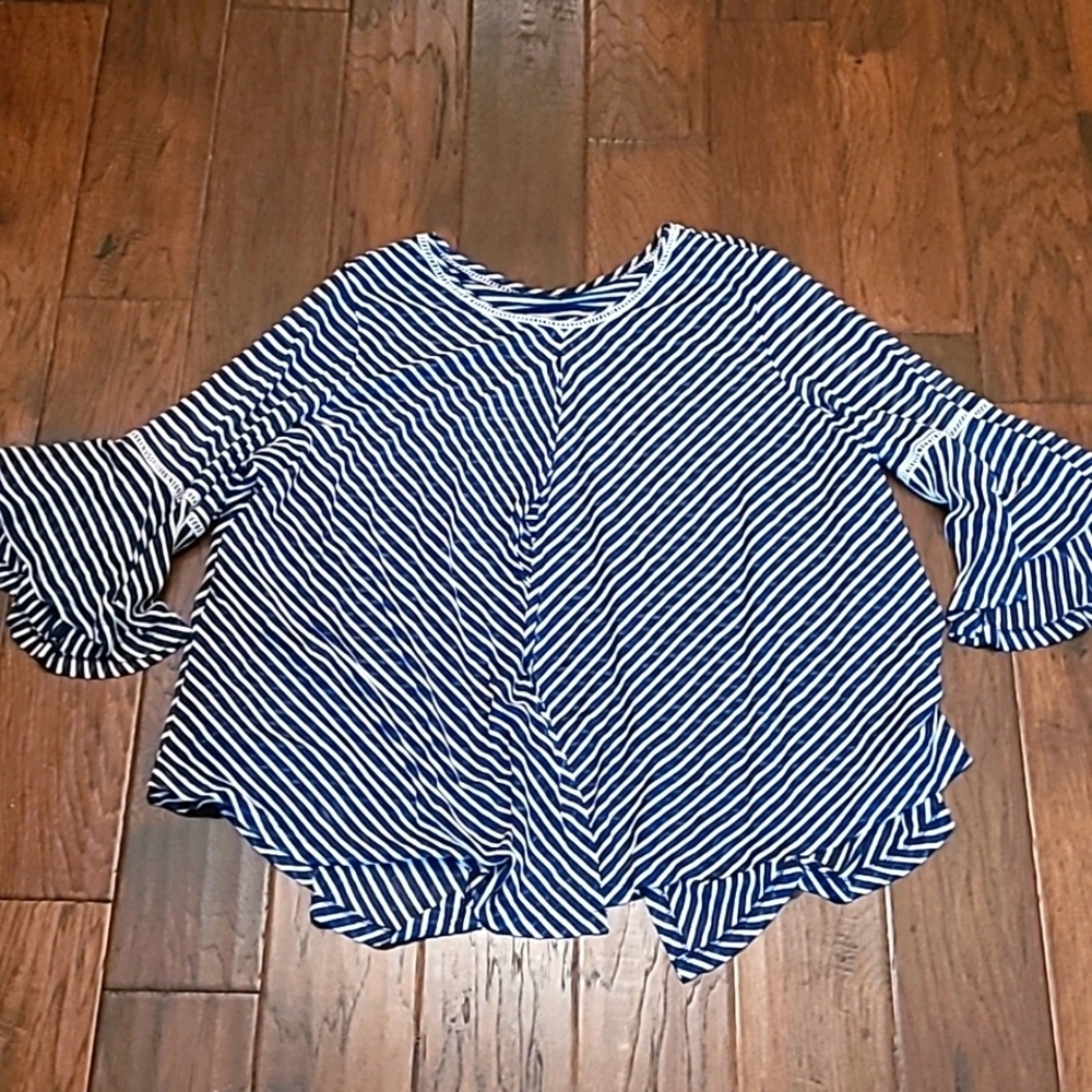 New Directions women's striped 3/4 length sleeve shirt size 3X